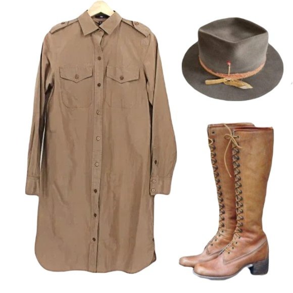 GAP Dresses & Skirts - GAP Silk Cotton Utility Shirtdress Khaki Button Front Epaulettes Size 4